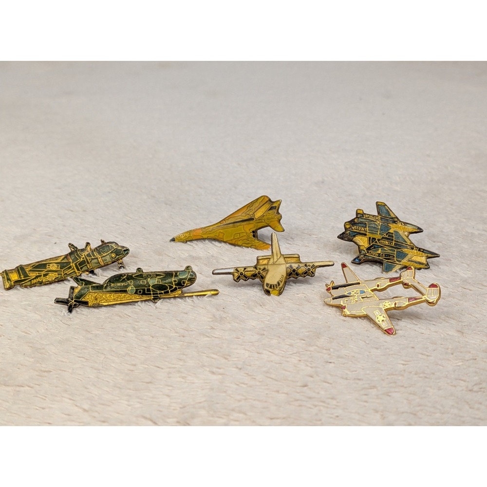 Vintage Military Aircraft Pin Lot 6 Total Army‎ Marines Navy Air Force Rare